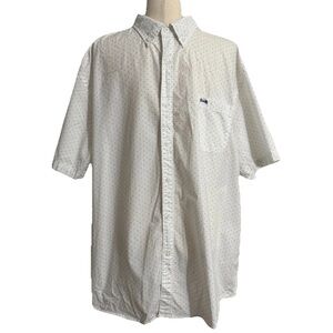 Le Tigre Mens button down shirt white navy polka dot XXL cotton short sleeve